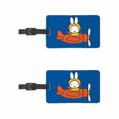 2x stuks kofferlabels nijntje vliegt 10,5 cm
