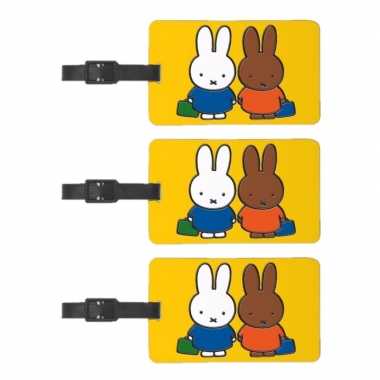 3x stuks kofferlabels nijntje op reis 10,5 cm