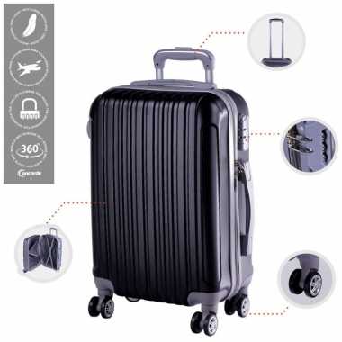 Cabine trolley koffer met zwenkwielen 33 liter zwart