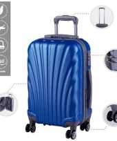 Cabine trolley koffer met zwenkwielen 33 liter blauw 10296516